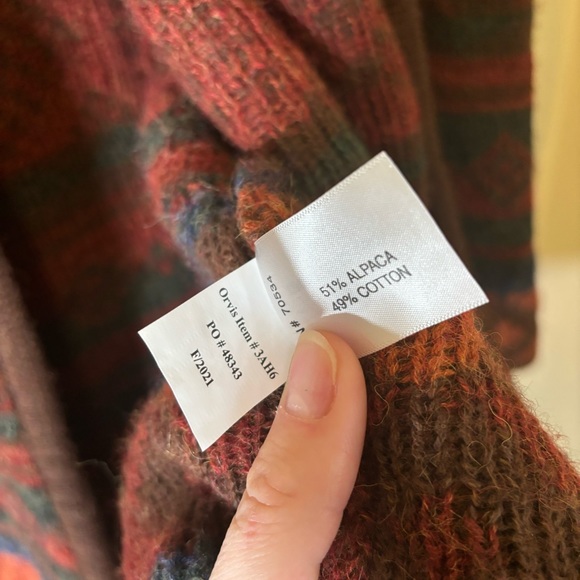 Orvis Alpaca Blanket Stripe Jacquard Cardigan Size M - Picture 6 of 12